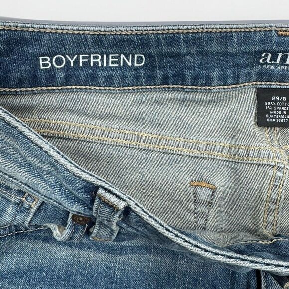 Ana Jeans Womens 29/8 Boyfriend Distressed Low Mid Denim Blue Measures 31 x 29.5 - Picture 6 of 12